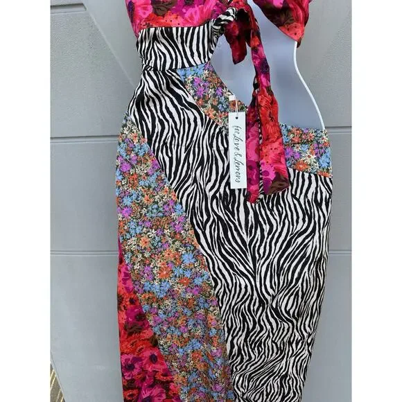 NWT For Love & Lemons Rita Cut Out Patchwork Maxi Dress Women’s Size S Festival - Picture 9 of 16